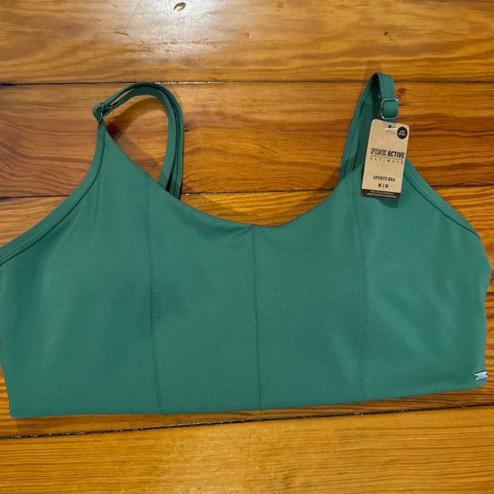 Victorias Secret Pink Active Ultimate Sports Bra Green Size Medium Low Impact
